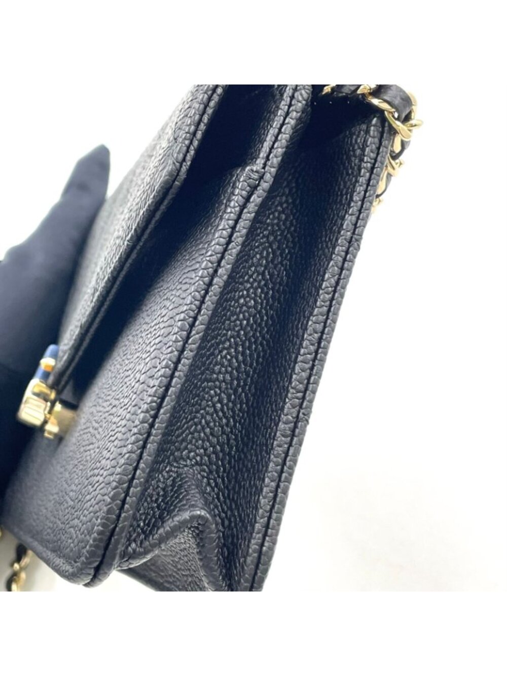 Chanel Half Coco Wallet Caviar Leather Black Chain Shoulder Bag Gold - Picture 6 of 15